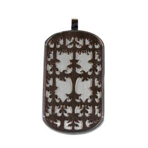 Inox Men's Satin Stainless Steel Patterned Dog Tag Pendant with Copper-Colored